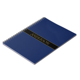 Caderno Espiral Marinho Azul e Nome Dourado Sobrenome ou Empresa