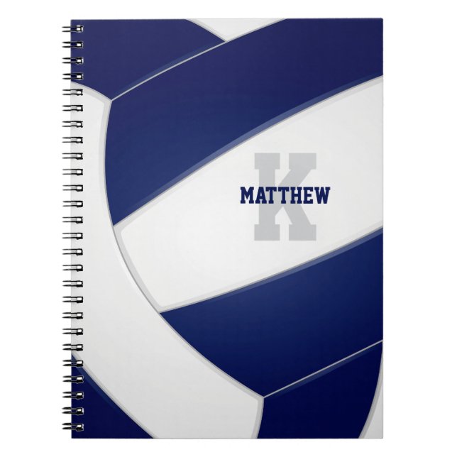 Caderno Espiral marinho azul esporte raparigas voleibol masculino (Frente)