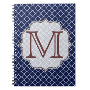 Caderno Espiral Marinho Azul Quaterfoil Latti Monograma Nota