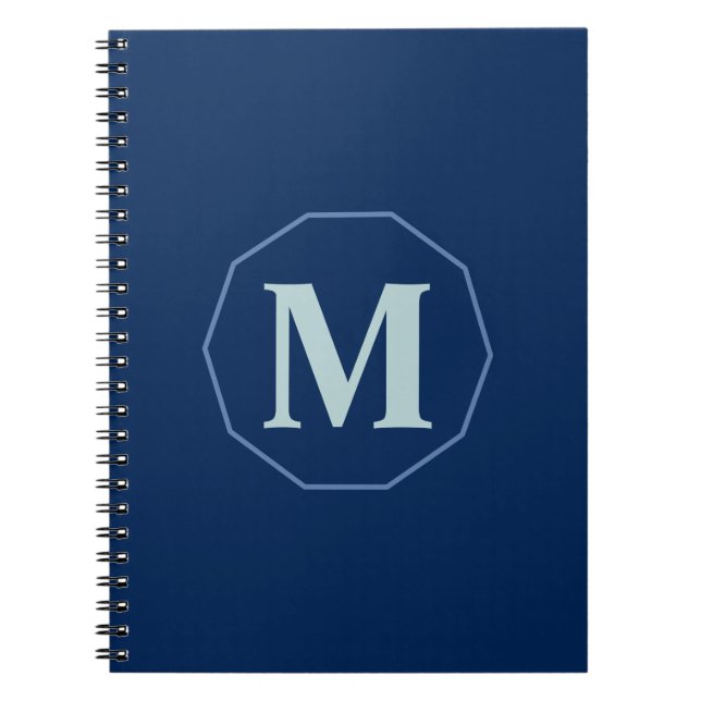 Caderno Espiral Marinho Blue elegant monograma personalizado (Frente)