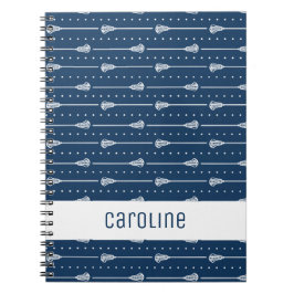 Caderno Espiral Marinho Blue White Sticks e Linhas Pontas Padrão