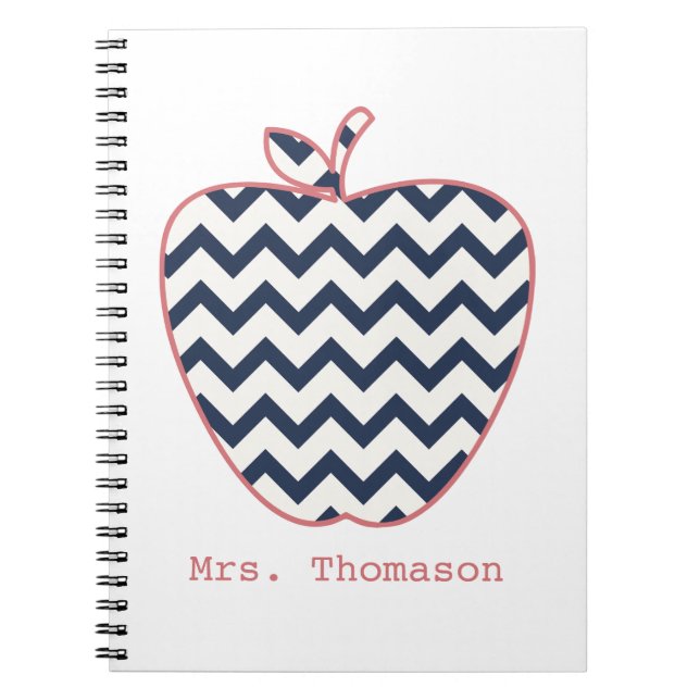 Caderno Espiral Marinho Chevron & professor coral Apple (Frente)