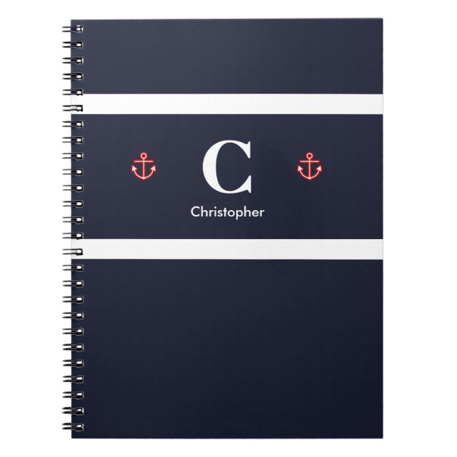 Caderno Espiral Marinho de Âncora Náutica Personalizada - Banhas b (Frente)