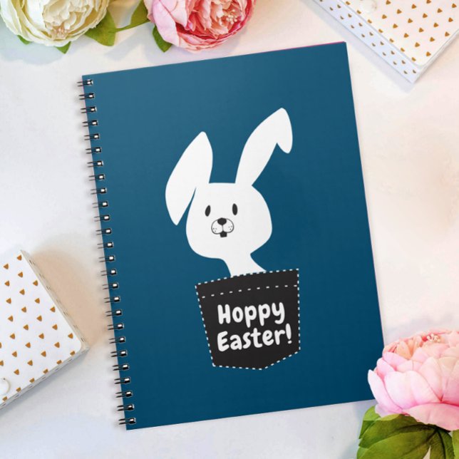 Caderno Espiral Marinho de Páscoa de Hoppy branca,  azul, desenho  (Criador carregado)