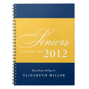 Caderno Espiral Marinho mais velho listras amarelas azuis classe