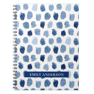 CADERNO ESPIRAL MARINHO ORGÂNICO PONTOS AZUIS INDIGO PADRÃO DE T