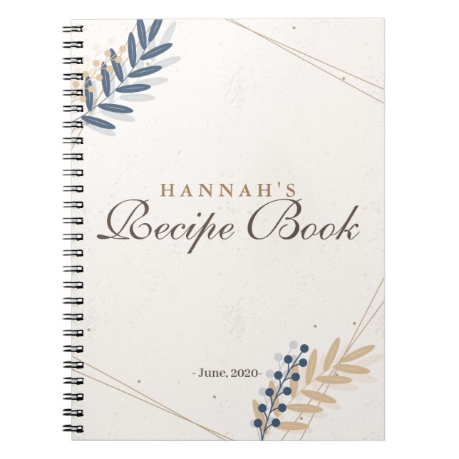 Caderno Espiral Marinho Rústico Floral Receita do Chá de panela Do (Frente)