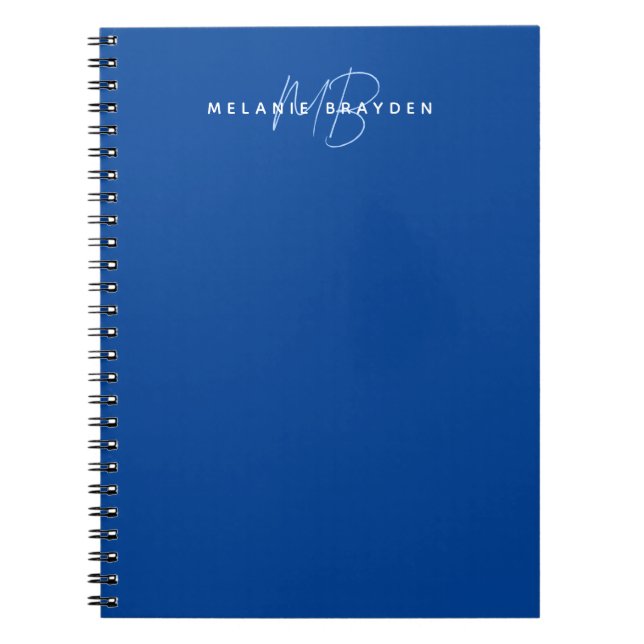 Caderno Espiral Marinho Simples - Mínimo Azul - Nome de Dois Monog (Frente)