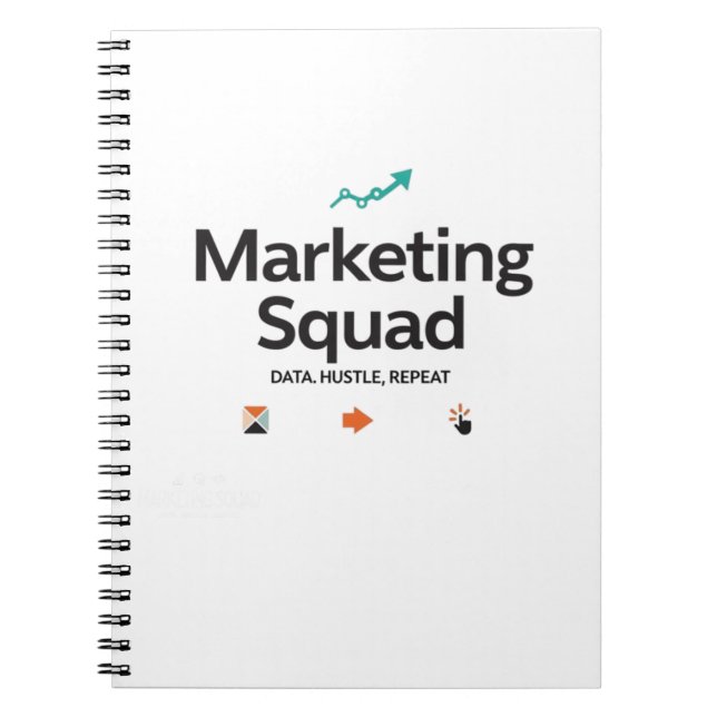 Caderno Espiral Marketing Squad – Data. Hustle. Repeat. (Frente)