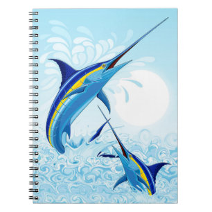Caderno Espiral Marlin Azul Saltando do Oceano