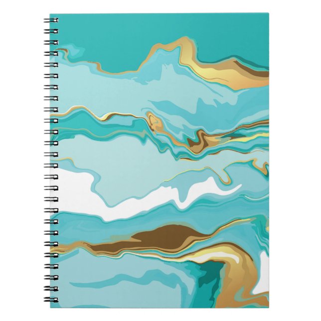 Caderno Espiral Mármaco, ouro: fundo de abstrato. (Frente)