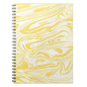 Caderno Espiral Mármore Amarelo Elegante: Textura Desenhada À Mão
