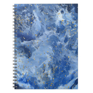 Caderno Espiral Mármore azul e textura dourada