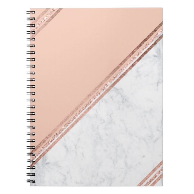 Caderno Espiral Mármore branco 2 das listras geométricas (Frente)