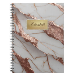 Caderno Espiral Mármore Brilhante de Cobre na Moda
