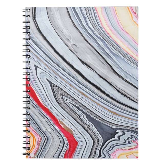 Caderno Espiral Mármore de Swirly no coral (Frente)