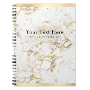 Caderno Espiral Mármore Dourado/Branco Elegante, Bares Dourados, 