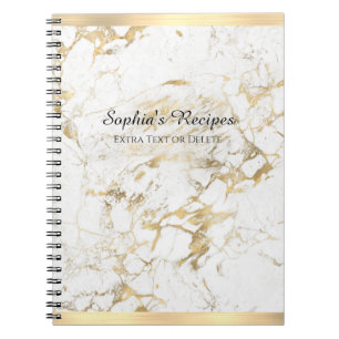 Caderno Espiral Mármore Dourado/Branco Elegante, Bares Dourados, N