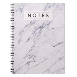 Caderno Espiral Mármore Moderno Cinza Branco Elegante Chique Perso