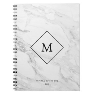 Caderno Espiral Mármore moderno do monograma