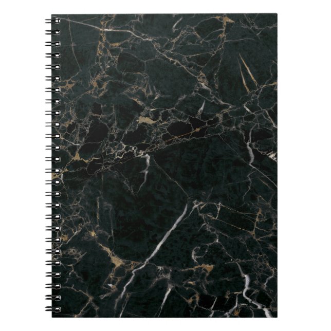 Caderno Espiral Mármore Preto Elegante: Fundo Texturizado (Frente)