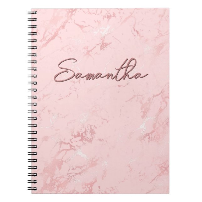 Caderno Espiral Mármore Rosa Blush Signature (Frente)