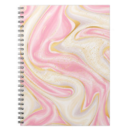 Caderno Espiral Mármore rosa e Dourado com brilho