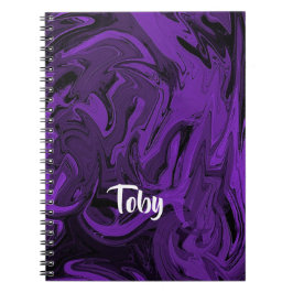 Caderno Espiral Mármore roxo e preto polido
