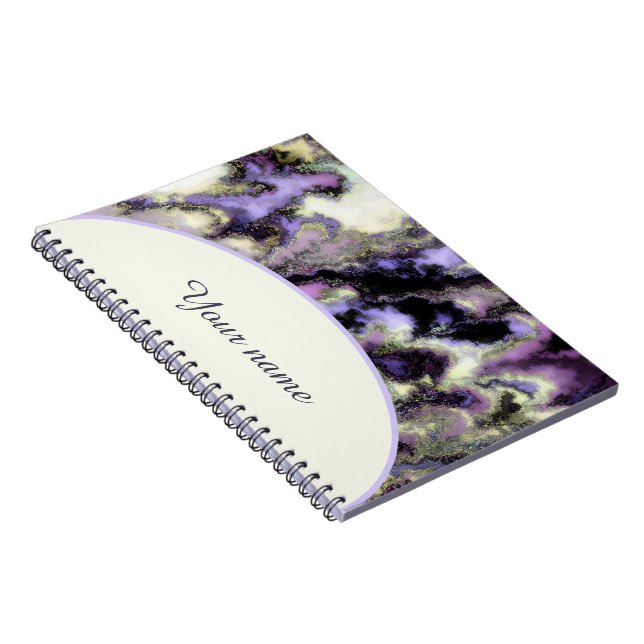 Caderno Espiral Mármore roxo personalizado (Lado Direito)