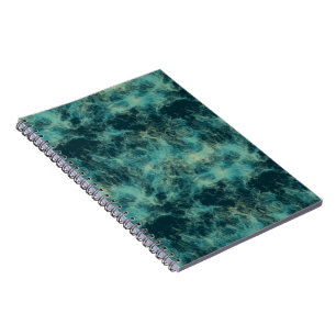 Caderno Espiral Mármore Verde-azulado Abstrato
