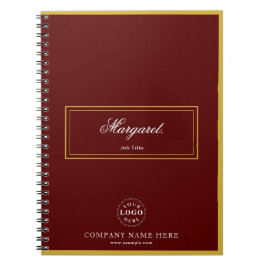 Caderno Espiral Maroon Custom Spiral Notebook with Name & Logo