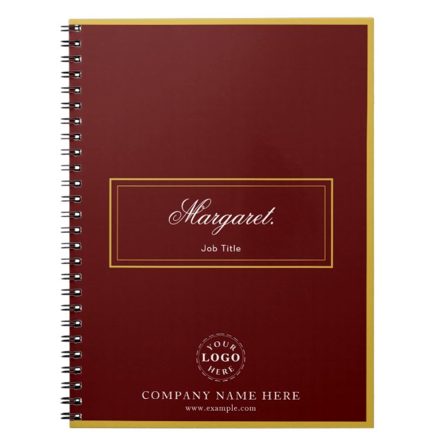 Caderno Espiral Maroon Custom Spiral Notebook with Name & Logo (Frente)