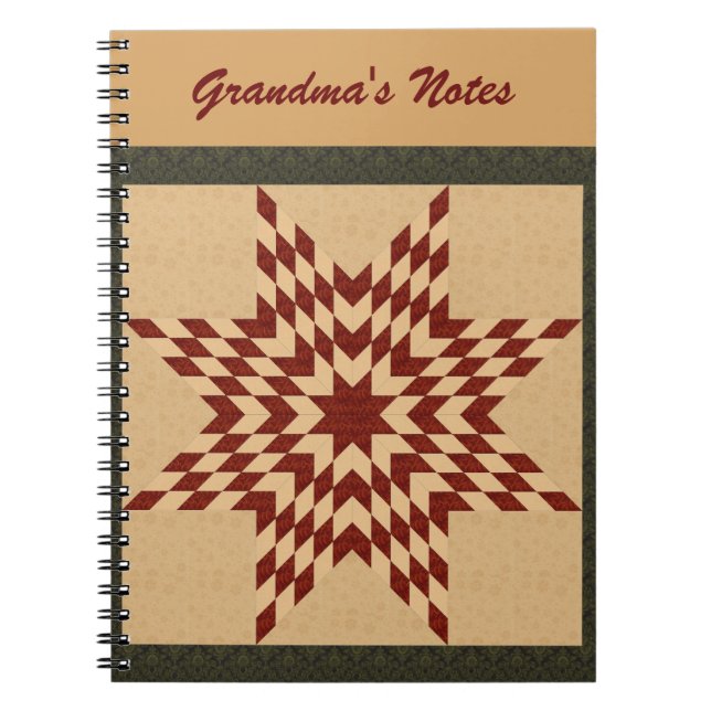 Caderno Espiral Maroon Lone Star Quilt Design (Frente)