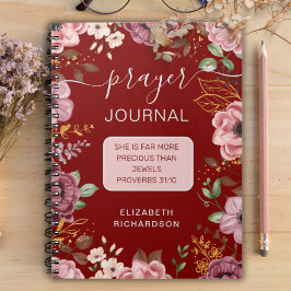 Caderno Espiral Maroon Proverbs 31 floricultura diário notebook