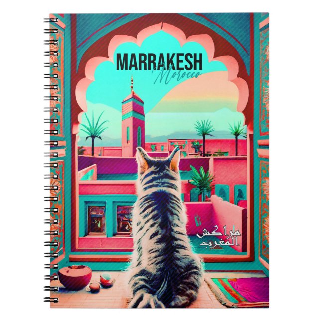 Caderno Espiral Marrakech Marrocos Cat Viagem Turismo Souvenir (Frente)