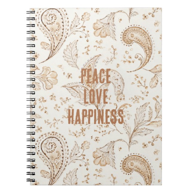 Caderno Espiral Marrom Creme Boho Boêmio   (Frente)