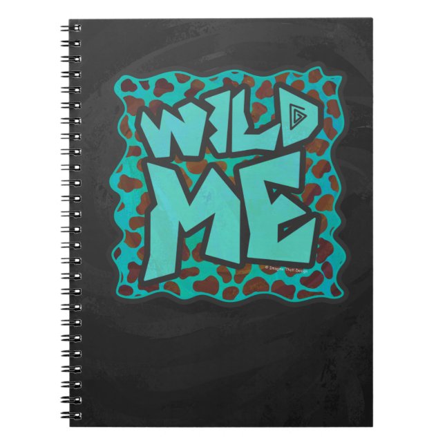 Caderno Espiral Marrom Dalmaciano e Design de Teal (Frente)