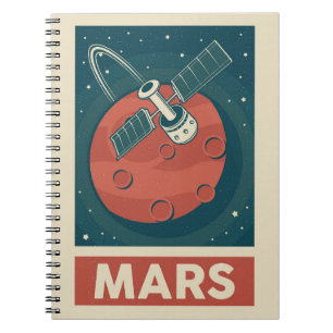 Caderno Espiral Mars Retro Galaxy Satellite