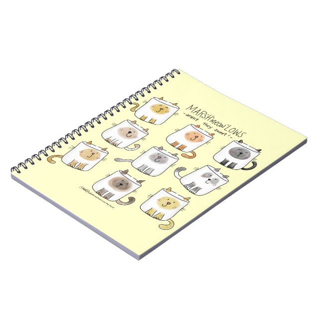 Caderno Espiral MarSHmeowLOWS Whimsical Wordplay Cat Marshmallows (Left Side)