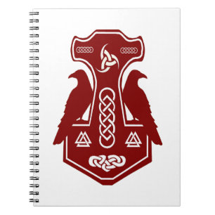 Caderno Espiral Martelo de Thor Vermelho Escuro com Notebook Raven