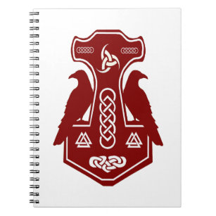 Caderno Espiral Martelo do Thor Vermelho Escuro com o Notebook Rav