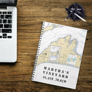 Caderno Espiral Martha's Vineyard Latitude Longitude Boater's