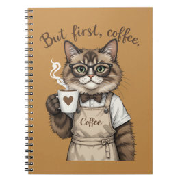 Caderno Espiral Mas Primeiro, Gato Café