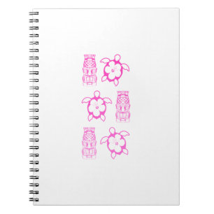 Caderno Espiral Máscara cor-de-rosa de Honu e de Tiki