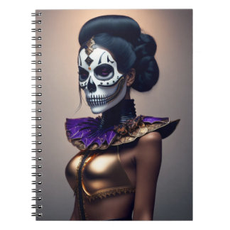 Caderno Espiral Máscara de Caveira do Halloween