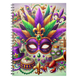 CADERNO ESPIRAL MÁSCARA DE MARDI GRAS VIVAMENTE COLORIDA CONTAS DE