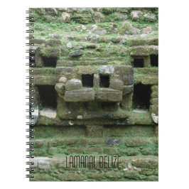 Caderno Espiral Máscara do templo Lamanai Belize de Jaguar do Maya
