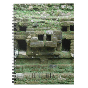 Caderno Espiral Máscara do templo Lamanai Belize de Jaguar do Maya