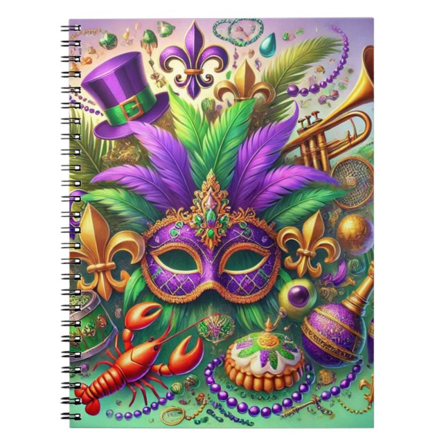 CADERNO ESPIRAL MÁSCARA MARDI GRAS BRILHANTE COLOCADA QUE AS MIÇAN (Frente)