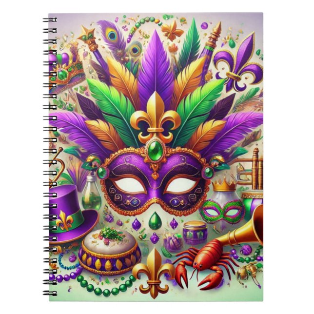 CADERNO ESPIRAL MÁSCARA MARDI GRAS BRILHANTE COLOCADA QUE AS MIÇAN (Frente)